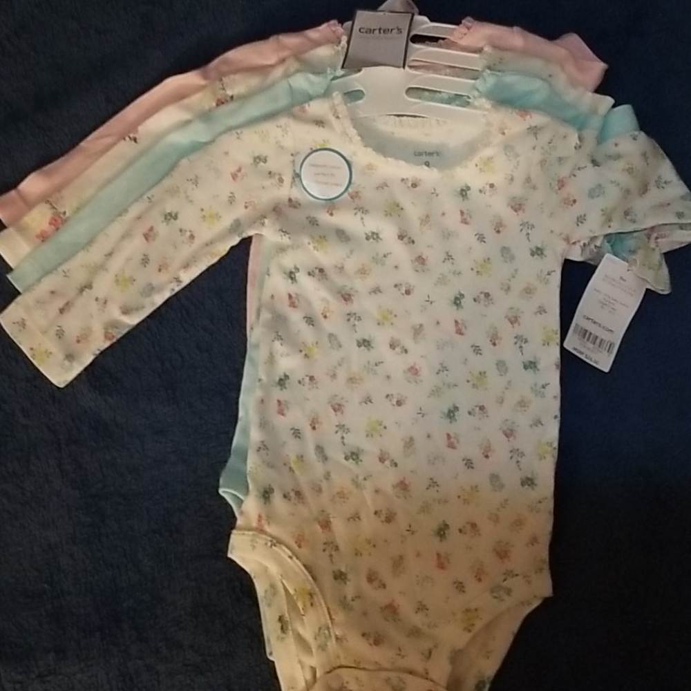 4 pack Carter's Long-sleeve Onesies 6-9mos Girl